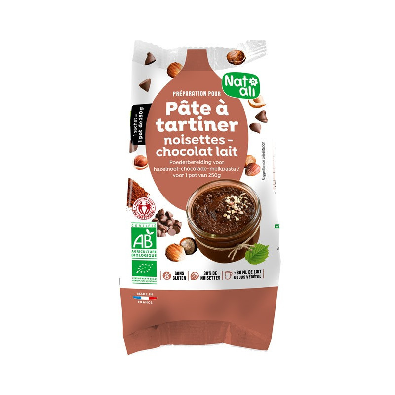 Préparation pour pâte à tartiner noisettes-chocolat-lait 170g