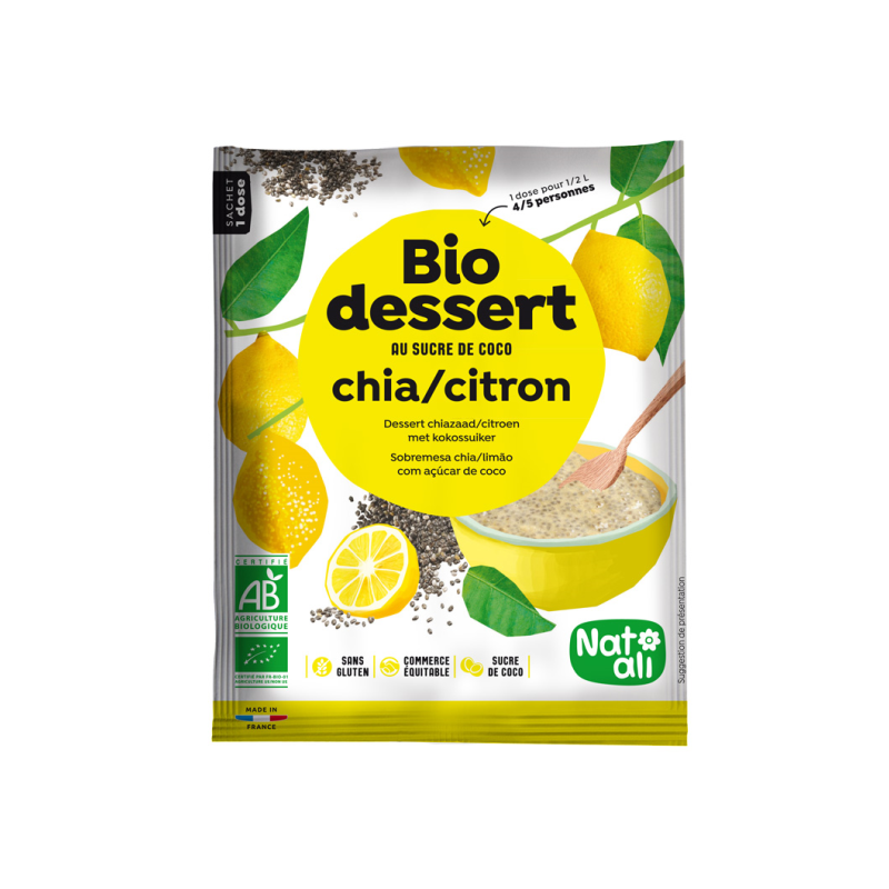 Préparation pour crème dessert chia citron au sucre de coco 60g (4/5 pers)