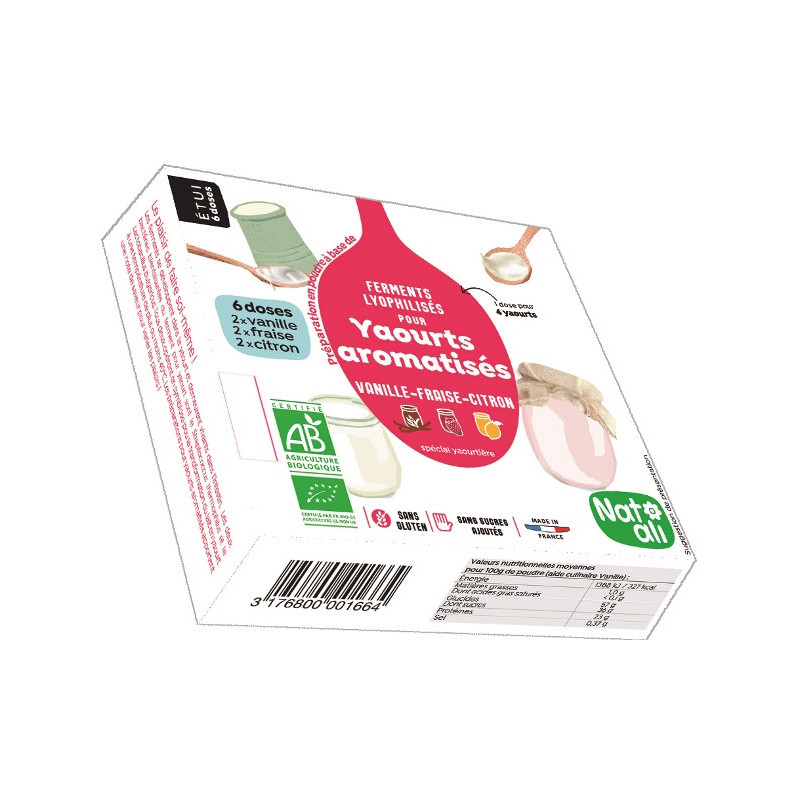 Ferment pour yaourt aromatisé sachet x3 (vanille, fraise & citron) 36g