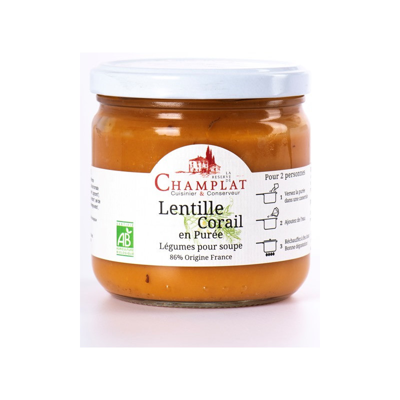 Lentille corail en purée pour soupe 340g