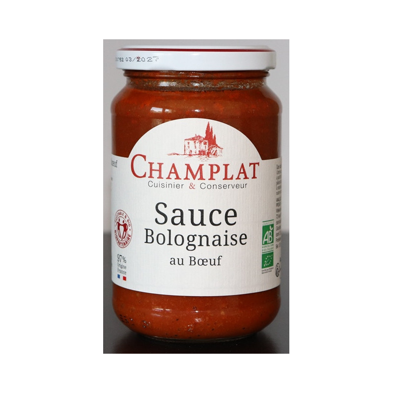 Sauce bolognaise boeuf (25%) 54% filière tomate France Biopartenaire 340g