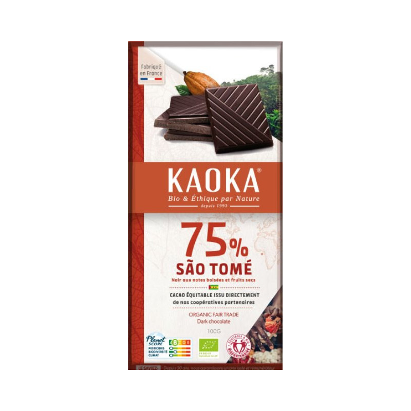 Chocolat noir 75% de Sao Tomé 100g