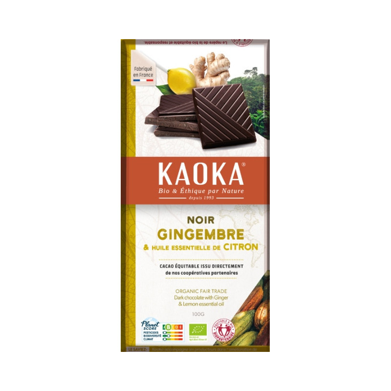 Chocolat noir 58% citron gingembre 100g