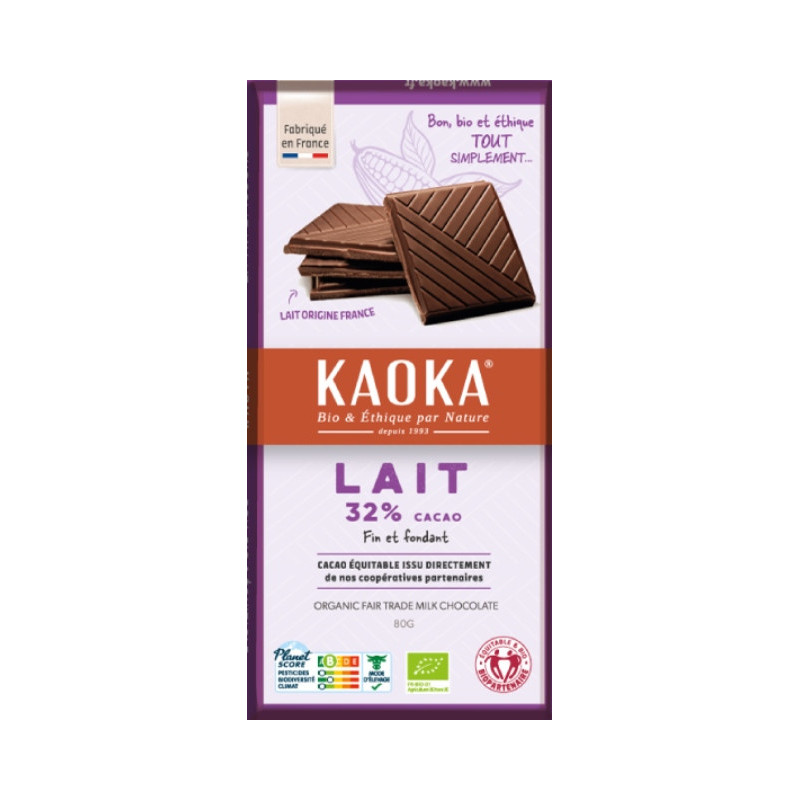 Simply lait, chocolat lait 32% cacao 80g