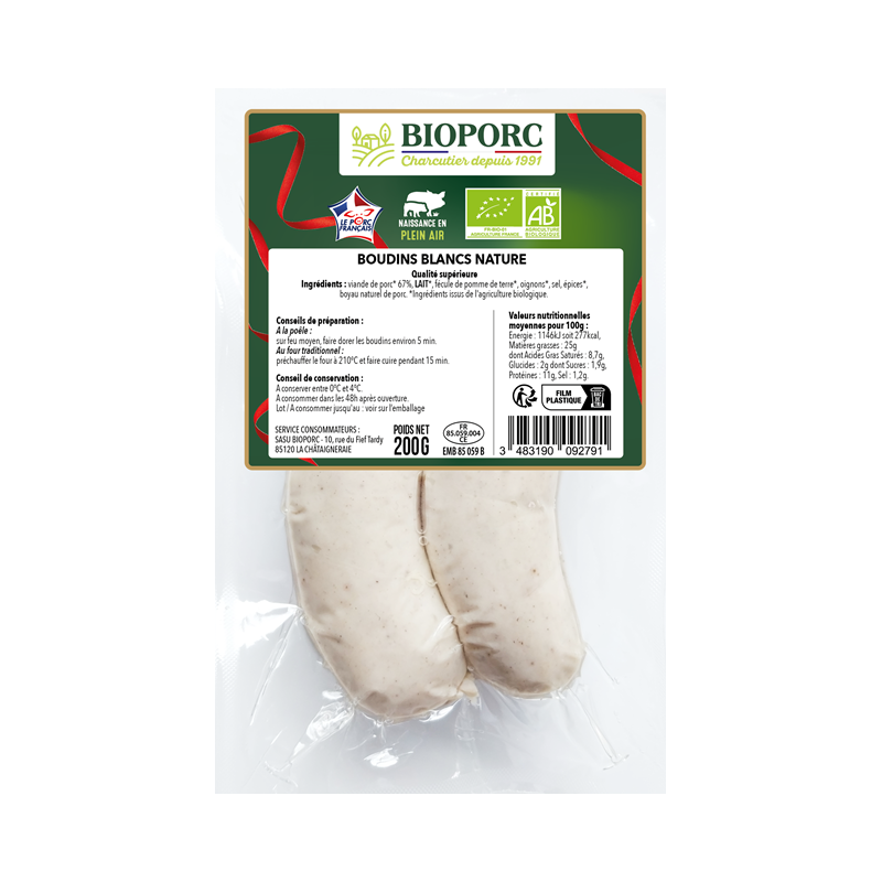 Boudin blanc nature x2, 200g