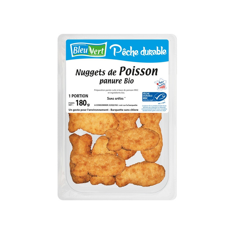 Nuggets de poisson MSC avec panure Bio pour 2 portions, 180g