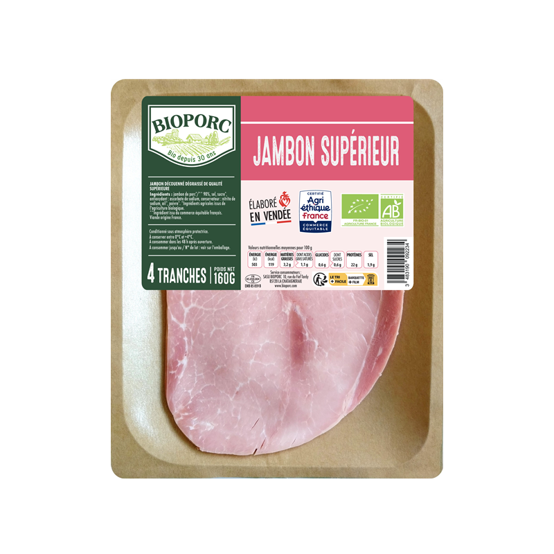 Jambon supérieur découenné-dégraissé x4, 160g