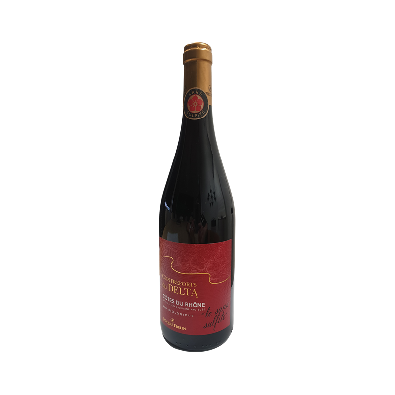 Vin rouge AOC Côtes-du-Rhône sans sulfites ajoutés Contreforts du Delta 75cl