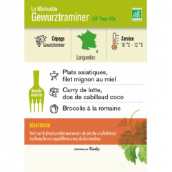 Vin blanc IGP Pays d'OC La Marouette Gewurztraminer 75cl