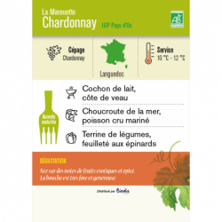 Vin blanc IGP Pays d'OC La Marouette Chardonnay 75cl