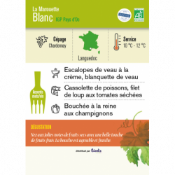 Vin blanc IGP Pays d'OC La Marouette sans sulfites ajoutés 75cl, bouchon à vis