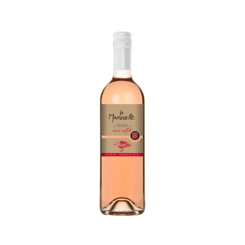 Vin rosé IGP Pays d'OC La Marouette sans sulfites ajoutés 75cl, bouchon à vis