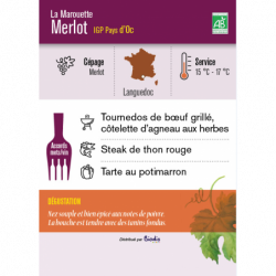 Vin rouge IGP Pays d'OC La Marouette  Merlot 75cl