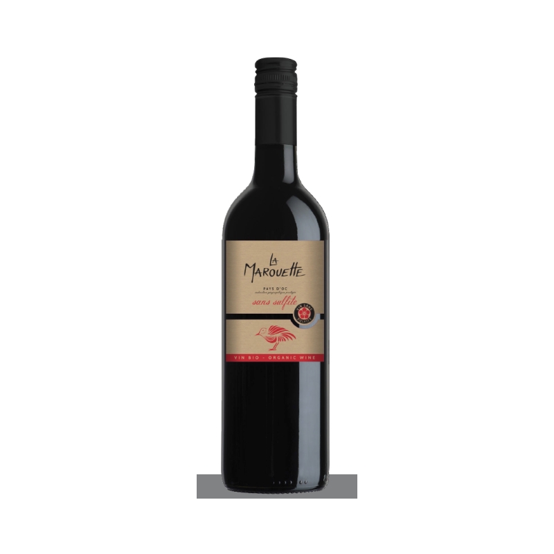 Vin rouge IGP Pays d'OC La Marouette sans sulfites ajoutés 75cl, bouchon à vis