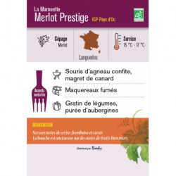 Vin rouge IGP Pays d'OC La Marouette  Merlot Prestige 75cl