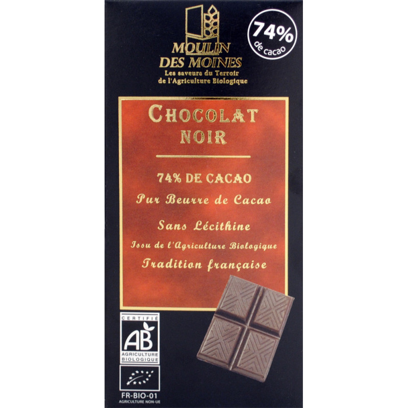 Chocolat noir 74% de cacao 100g