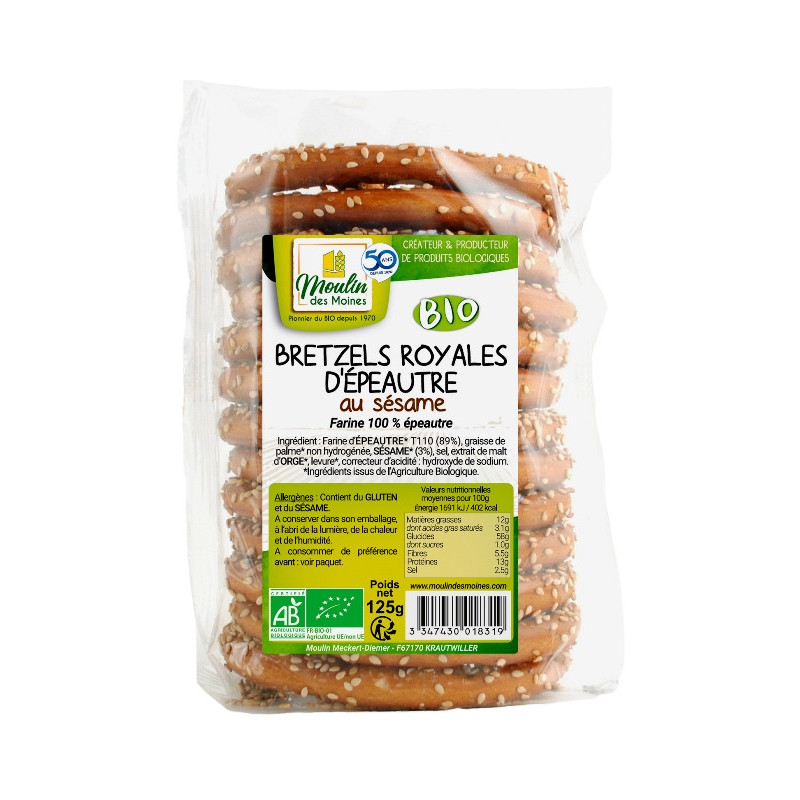 Bretzels royales d'épeautre au sésame 125g