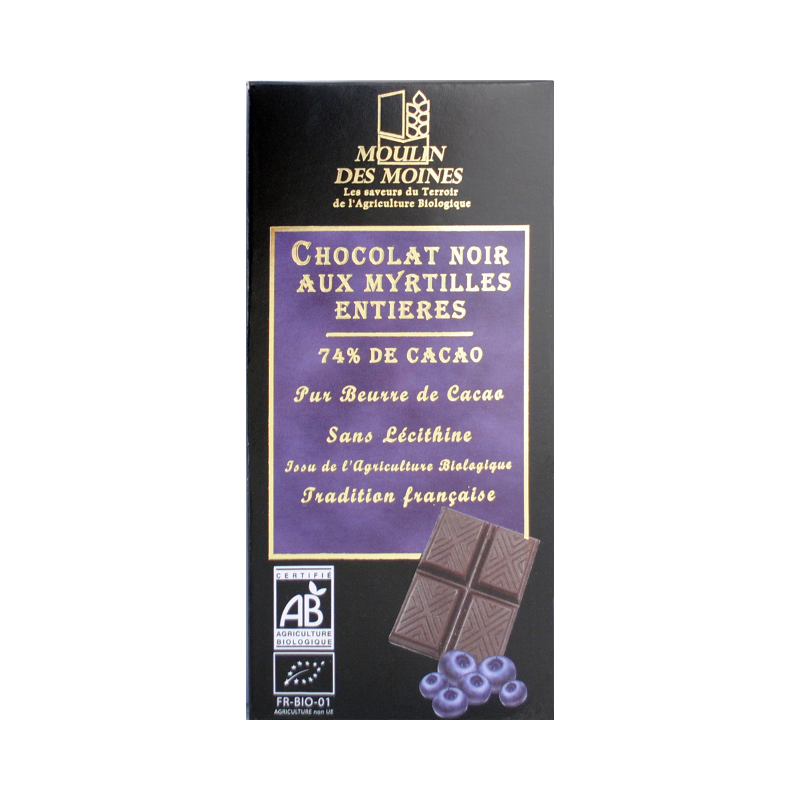 Chocolat noir à la myrtille 100g