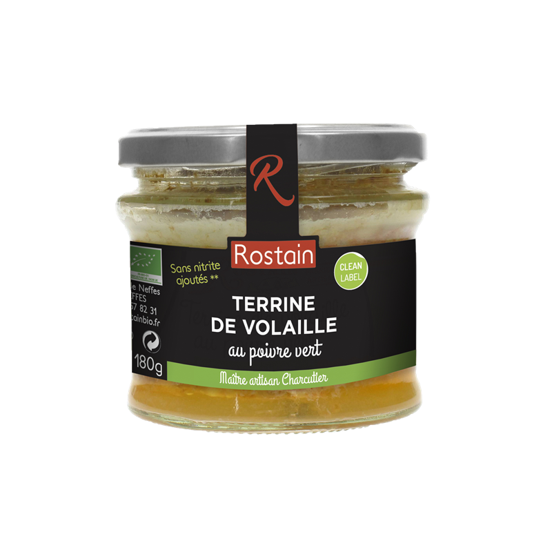 Terrine de volaille au poivre vert sans nitrite ajouté 180g