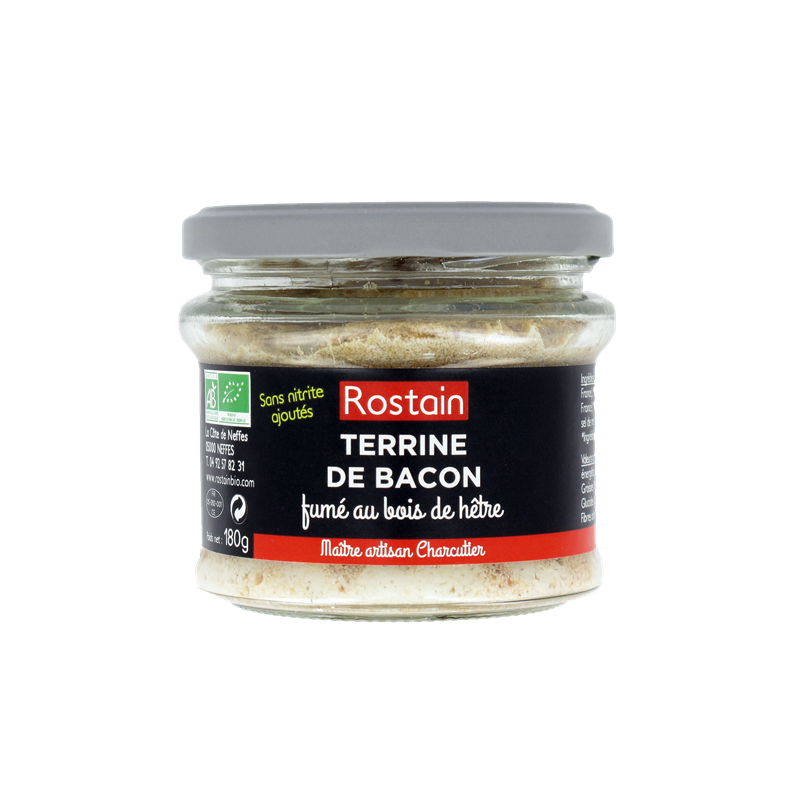 Terrine de bacon fumé au bois de hêtre sans nitrite ajouté 180g