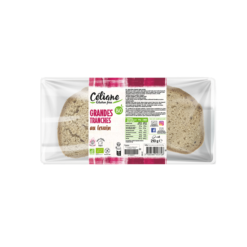 Pain grandes tranches au levain, x4, 210g