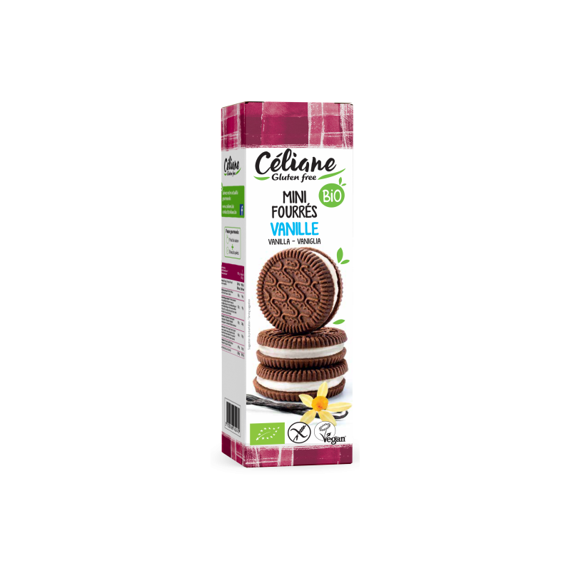 Mini biscuits fourrés vanille, végan 125g