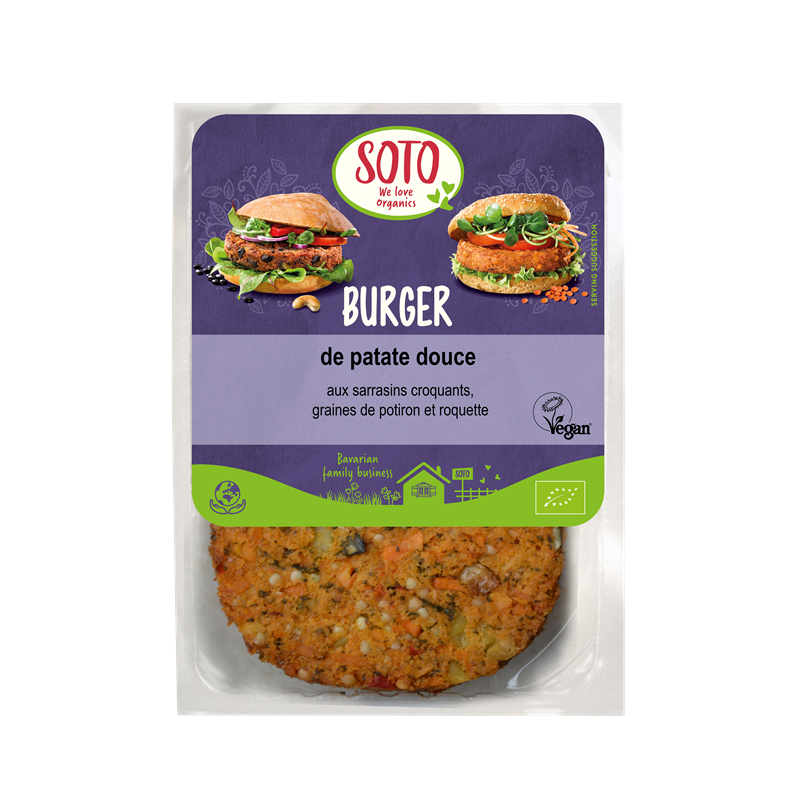 Burger de patate douce, sarrasin, graines de potiron, végan, 2x80g