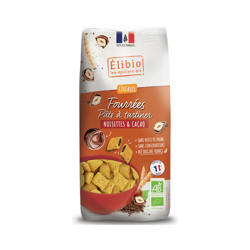 Céréales fourrées à la pâte à tartiner noisette & cacao 375g