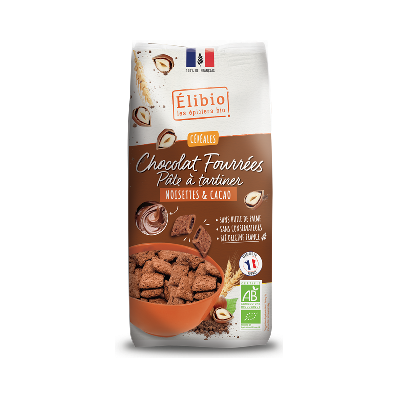 Céréales chocolat fourrées à la pâte à tartine noisette & cacao 375g