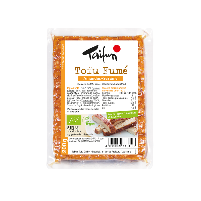 Tofu fumé amande-sésame, mélange d'amande et sésame grillé, 200g