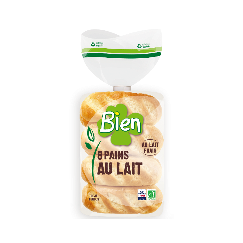 Pains au lait x8, sans huile de palme, 280g