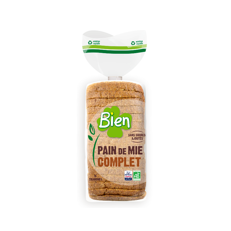 Pain de mie complet sans sucres ajoutés 280g