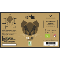 Bière stout Haute fermentation Milk Stout" Ermin  75cl"