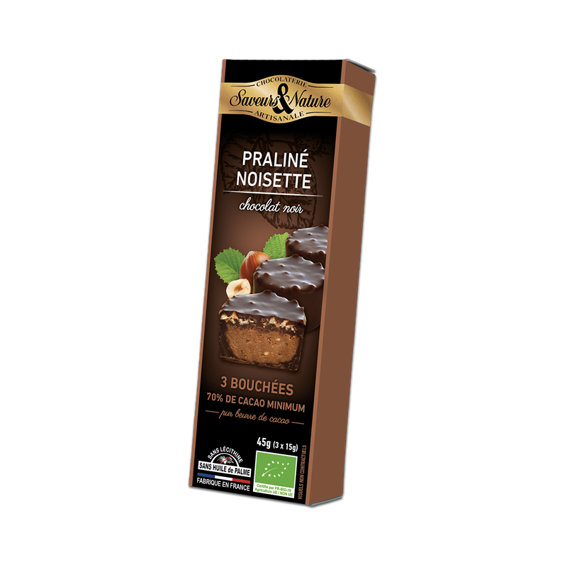 Bouchées praliné noisette chocolat noir 3x15g