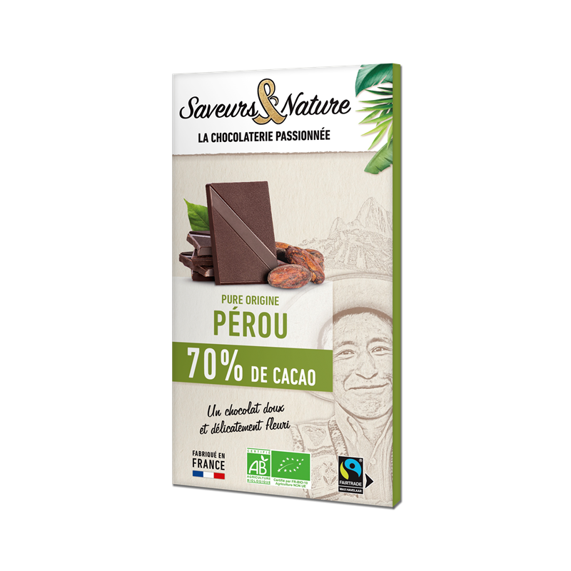 Chocolat noir 70% de cacao Pérou 80g