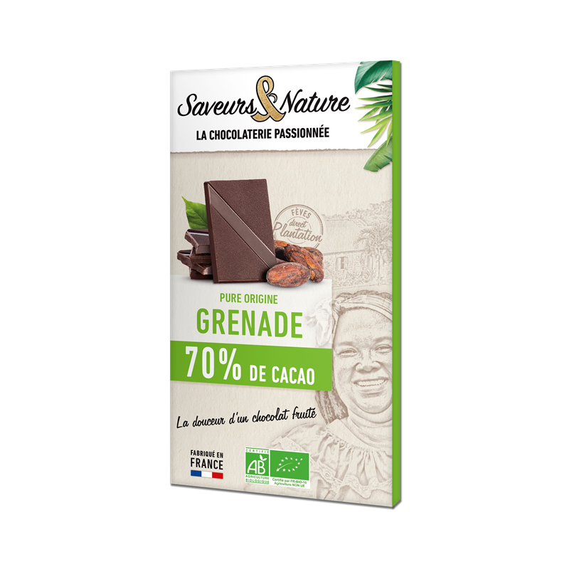 Chocolat noir 70% de cacao Grenade 80g