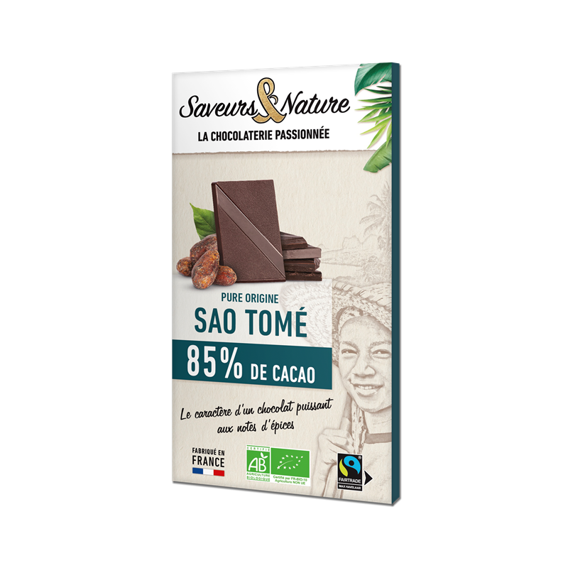 Chocolat noir 85% de cacao Sao Tomé 80g