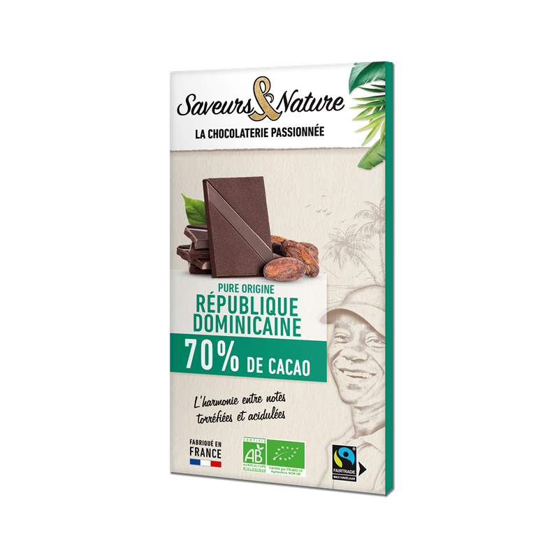 Chocolat noir 70% de cacao République Dominicaine 80g