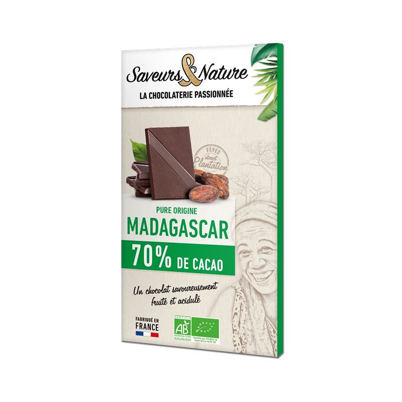 Chocolat noir 70% de cacao Madagascar 80g