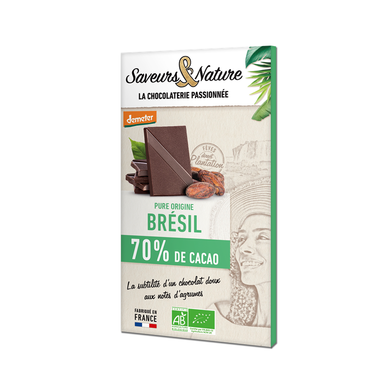 Chocolat noir 70% de cacao Brésil 80g