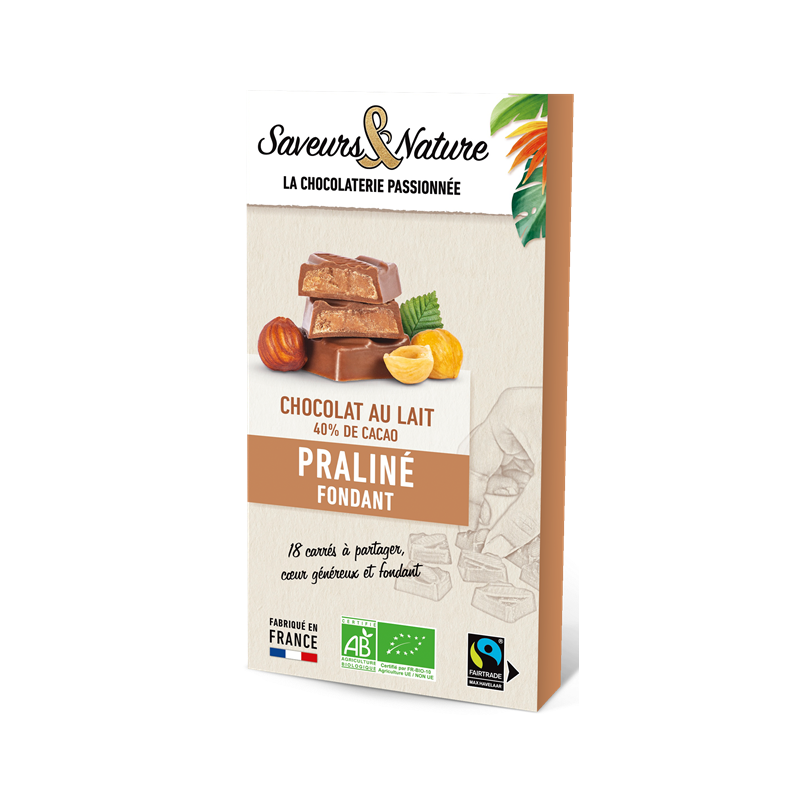 Carrés fourrés praliné enrobés de chocolat lait x18, 80g