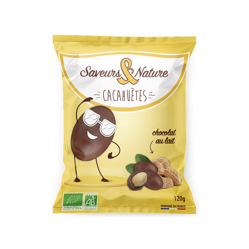 Drôles de cacahuètes enrobées de chocolat au lait 120g