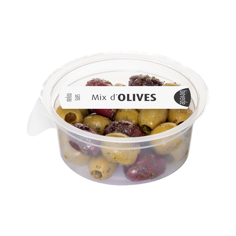 Mix d'olives vertes et noires sans noyau 80g