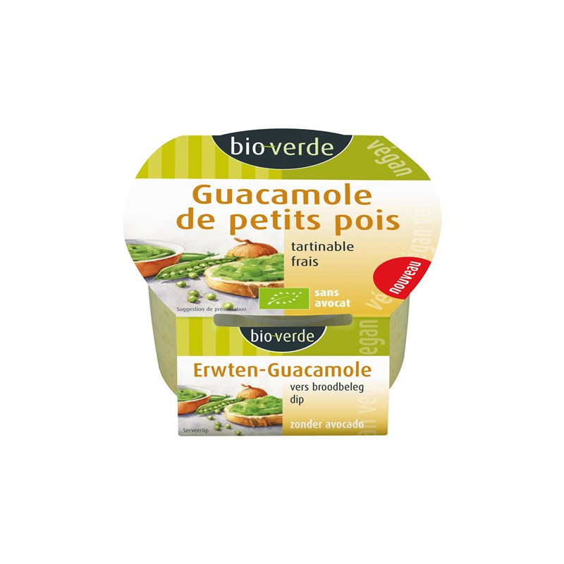 Guacamole de petits pois, sans avocat, 150g, végan