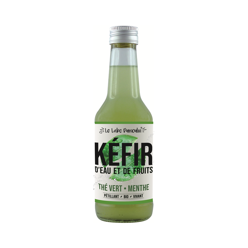 Kefir d'eau et de fruits, thé vert menthe, naturellement pétillant, 25cl