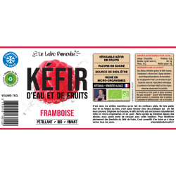 Kefir d'eau et de fruits framboise, naturellement pétillant, 75cl