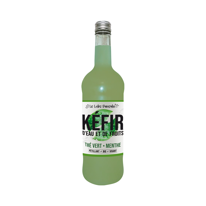 Kefir d'eau et de thé vert menthe, naturellement pétillant, 75cl