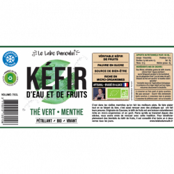 Kefir d'eau et de thé vert menthe, naturellement pétillant, 75cl