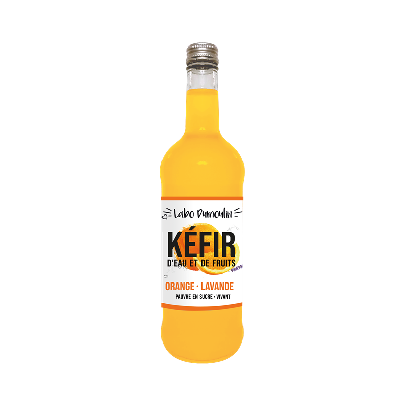 Kefir d'eau et de fruits orange et lavande, naturellement pétillant, 75cl