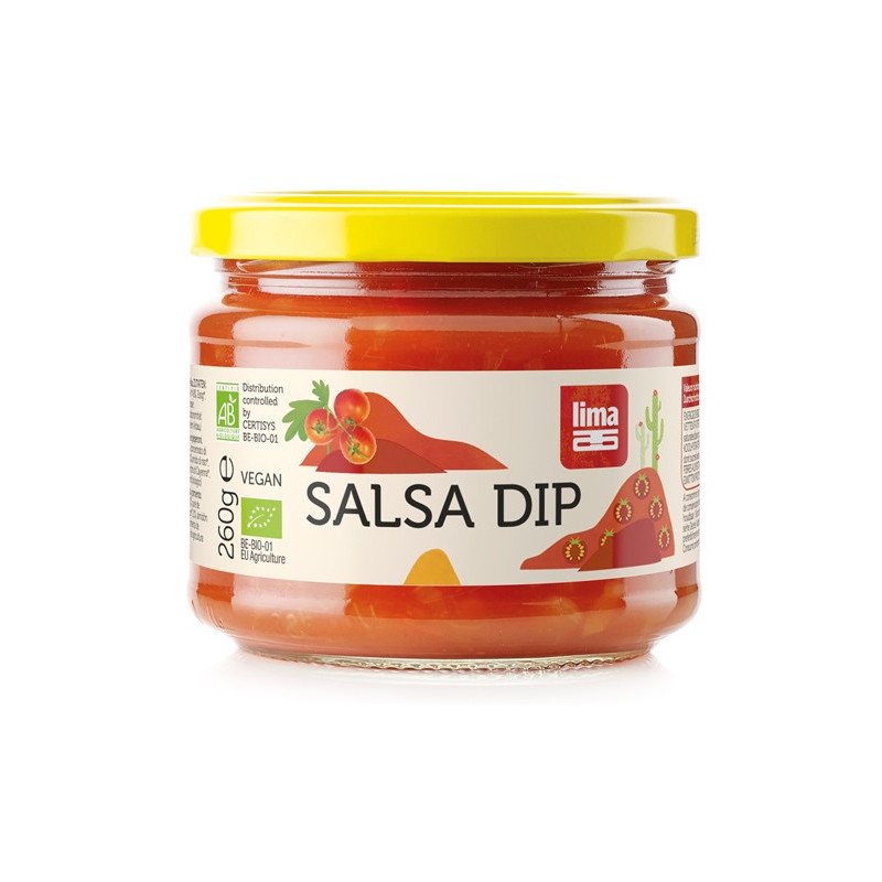 Salsa dip 260g (tomates, oignons, purée de tomates, vinaigre, poivron vert doux)